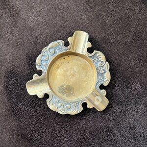 Vintage Brass Ashtray with Intricate Design